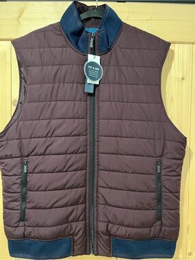 Perry Ellis Men’s XLT Burgundy Blue TrimQuilted Puffer Vest – NWT